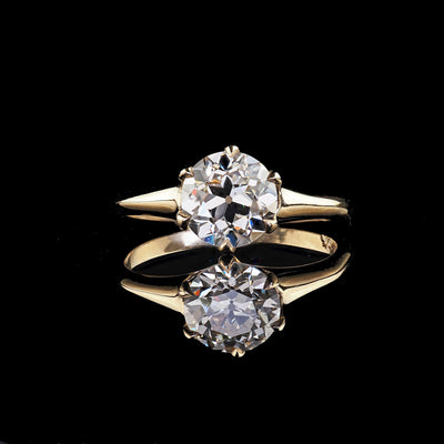 Antique Art Deco 14K Yellow Gold Old Euro Diamond Engagement Ring - GIA