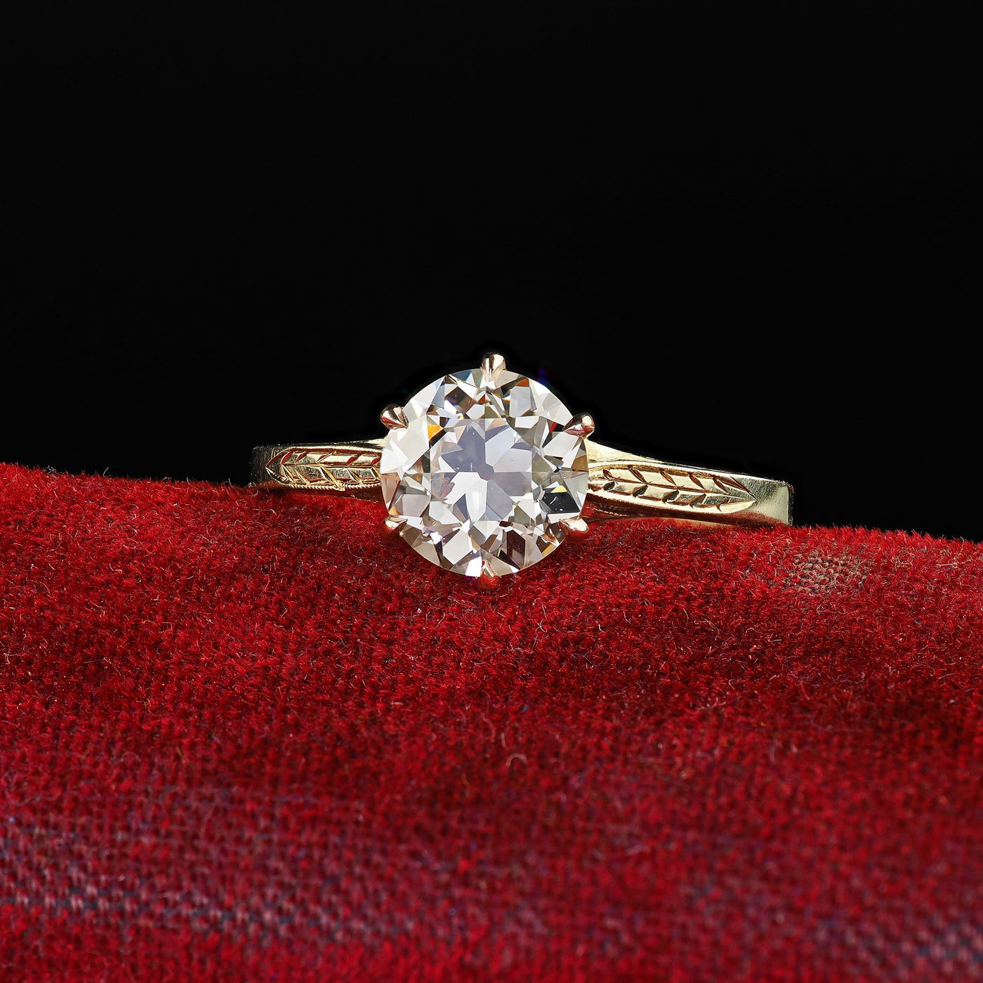 Antique Art Deco 14K Yellow Gold Old European Diamond Engagement Ring - GIA