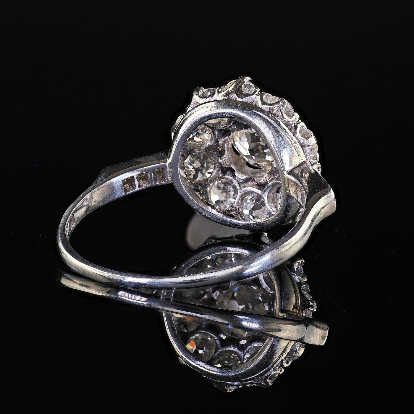 Antique Art Deco Platinum Old Mine Diamond Cluster Halo Engagement Ring