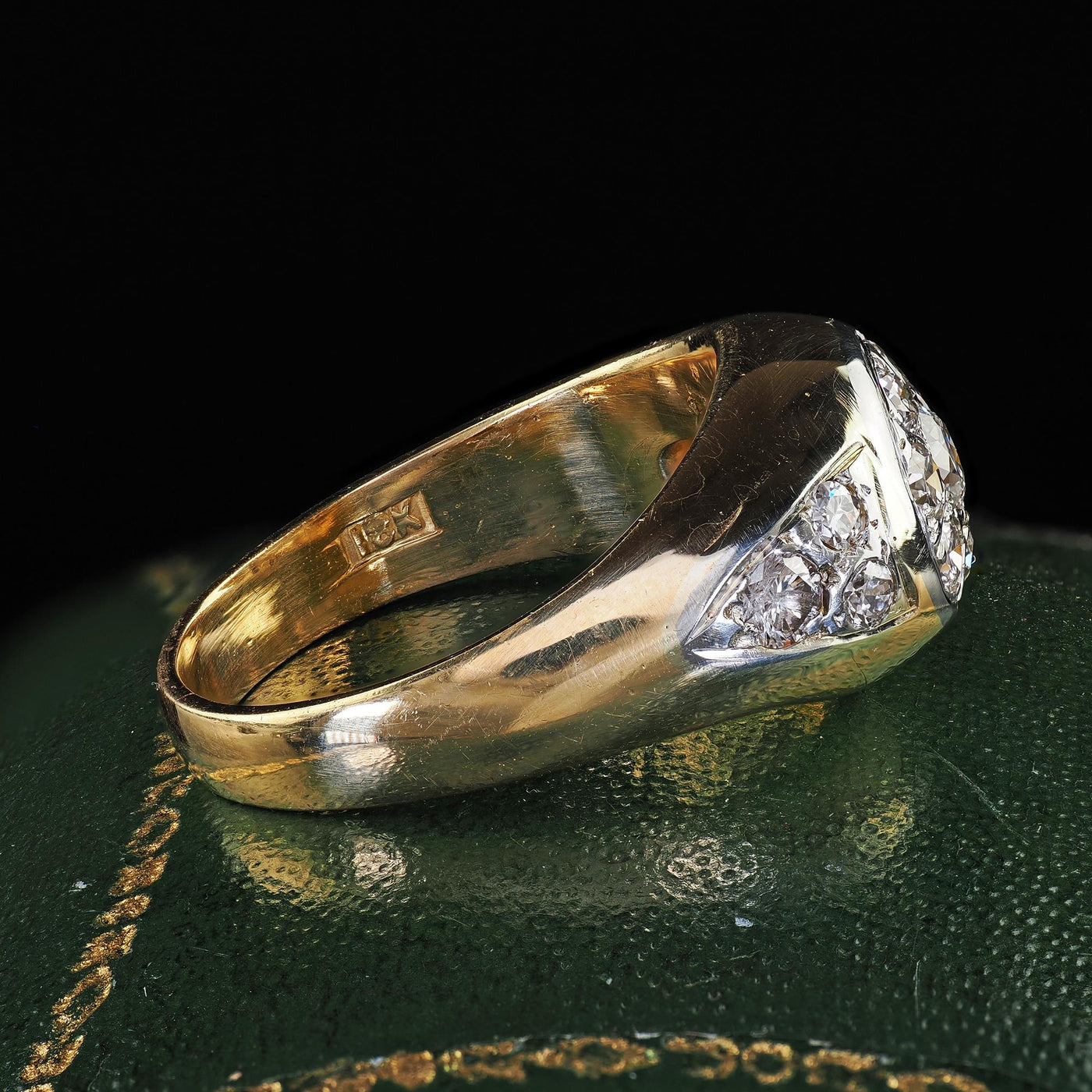 Antique Art Deco 18K Yellow Gold Old European Diamond Cluster Ring