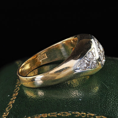 Antique Art Deco 18K Yellow Gold Old European Diamond Cluster Ring