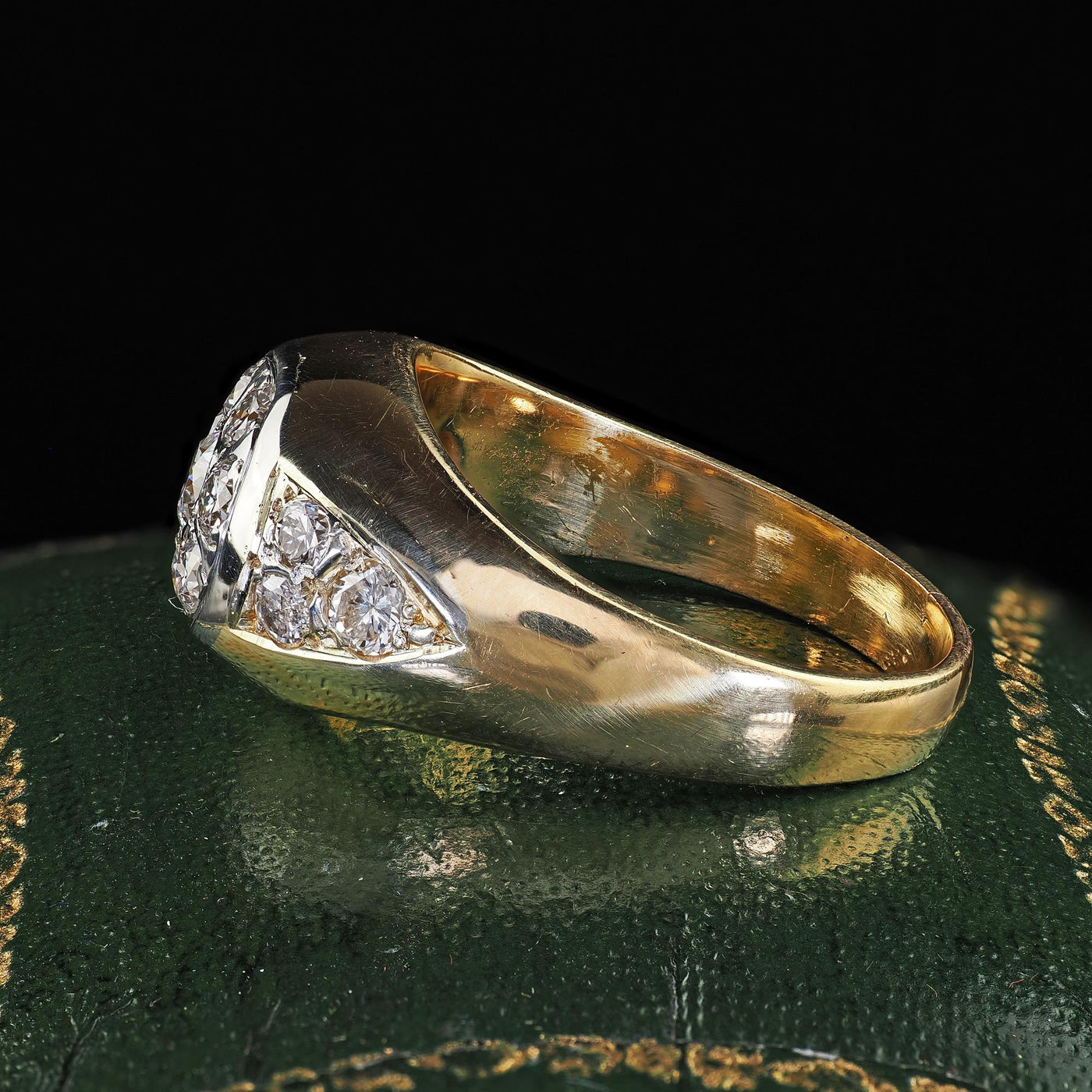 Antique Art Deco 18K Yellow Gold Old European Diamond Cluster Ring
