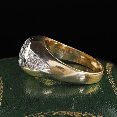 Antique Art Deco 18K Yellow Gold Old European Diamond Cluster Ring