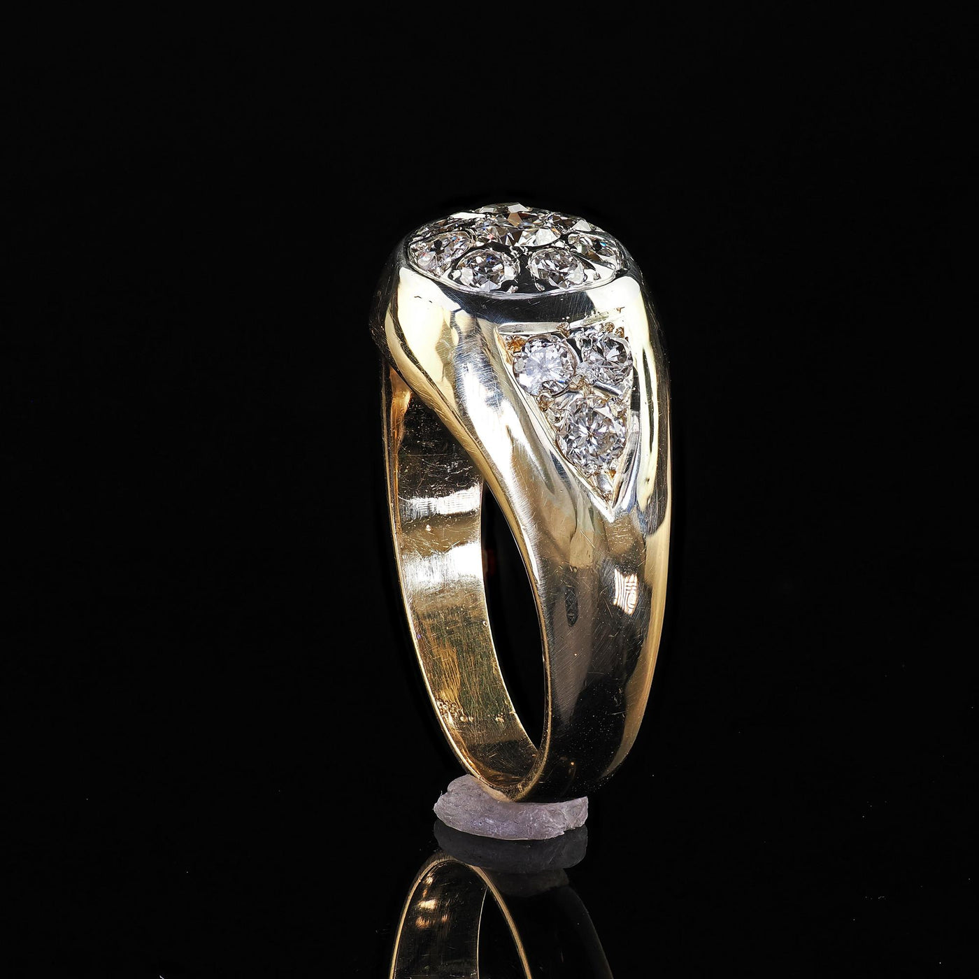 Antique Art Deco 18K Yellow Gold Old European Diamond Cluster Ring