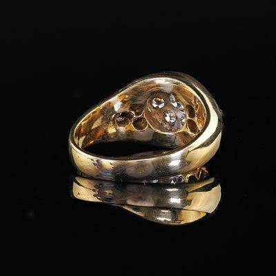 Antique Art Deco 18K Yellow Gold Old European Diamond Cluster Ring
