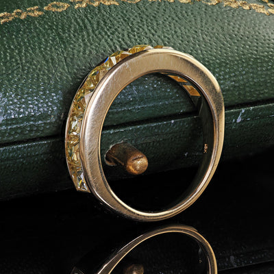 Contemporary 18K Yellow Gold Reclaimed Yellow French Cut Diamond Wedding Band