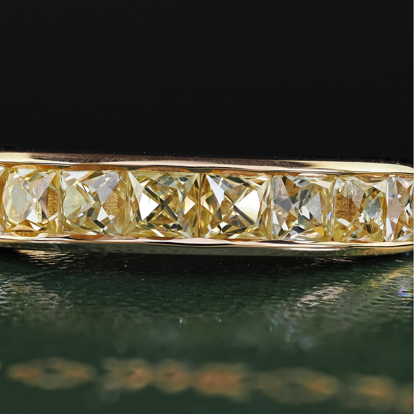 Contemporary 18K Yellow Gold Reclaimed Yellow French Cut Diamond Wedding Band