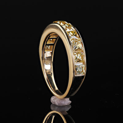 Contemporary 18K Yellow Gold Reclaimed Yellow French Cut Diamond Wedding Band
