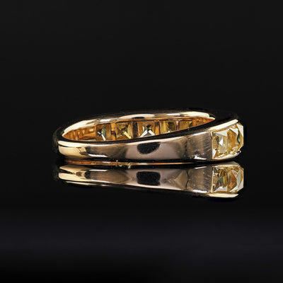 Contemporary 18K Yellow Gold Reclaimed Yellow French Cut Diamond Wedding Band