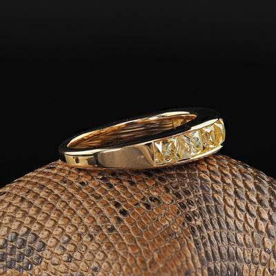 Contemporary 18K Yellow Gold Reclaimed Yellow French Cut Diamond Wedding Band