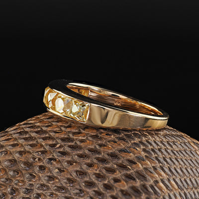 Contemporary 18K Yellow Gold Reclaimed Yellow French Cut Diamond Wedding Band
