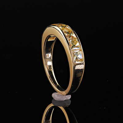 Contemporary 18K Yellow Gold Reclaimed Yellow French Cut Diamond Wedding Band
