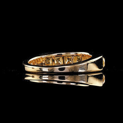 Contemporary 18K Yellow Gold Reclaimed Yellow French Cut Diamond Wedding Band