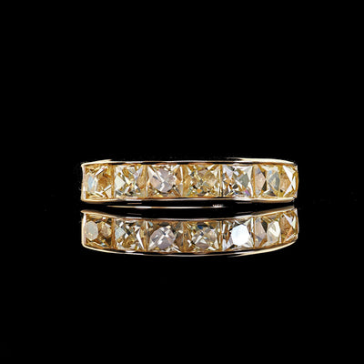 Contemporary 18K Yellow Gold Reclaimed Yellow French Cut Diamond Wedding Band