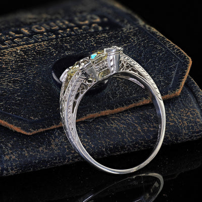 Antique Art Deco Platinum Old Euro Cut Diamond Filigree Engagement Ring - GIA