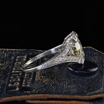 Antique Art Deco Platinum Old Euro Cut Diamond Filigree Engagement Ring - GIA