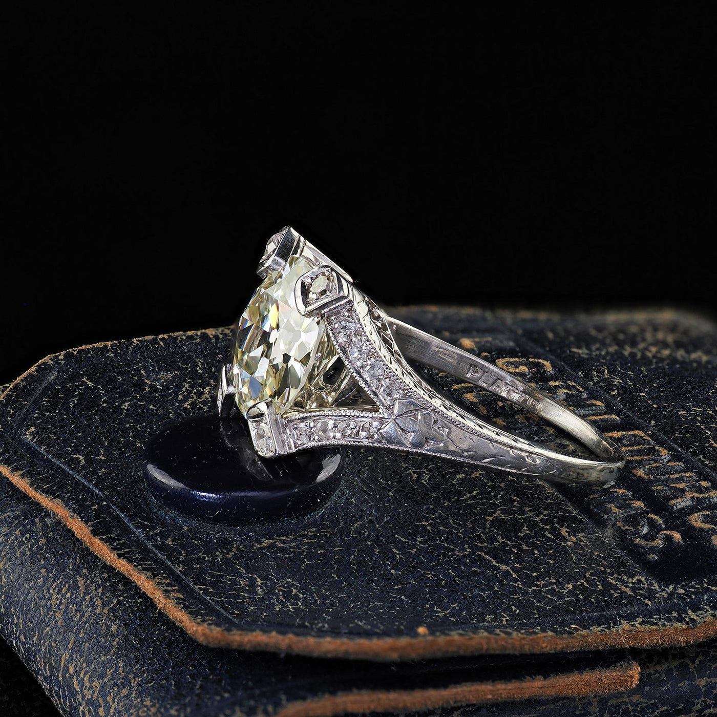 Antique Art Deco Platinum Old Euro Cut Diamond Filigree Engagement Ring - GIA