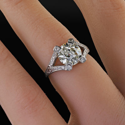 Antique Art Deco Platinum Old Euro Cut Diamond Filigree Engagement Ring - GIA