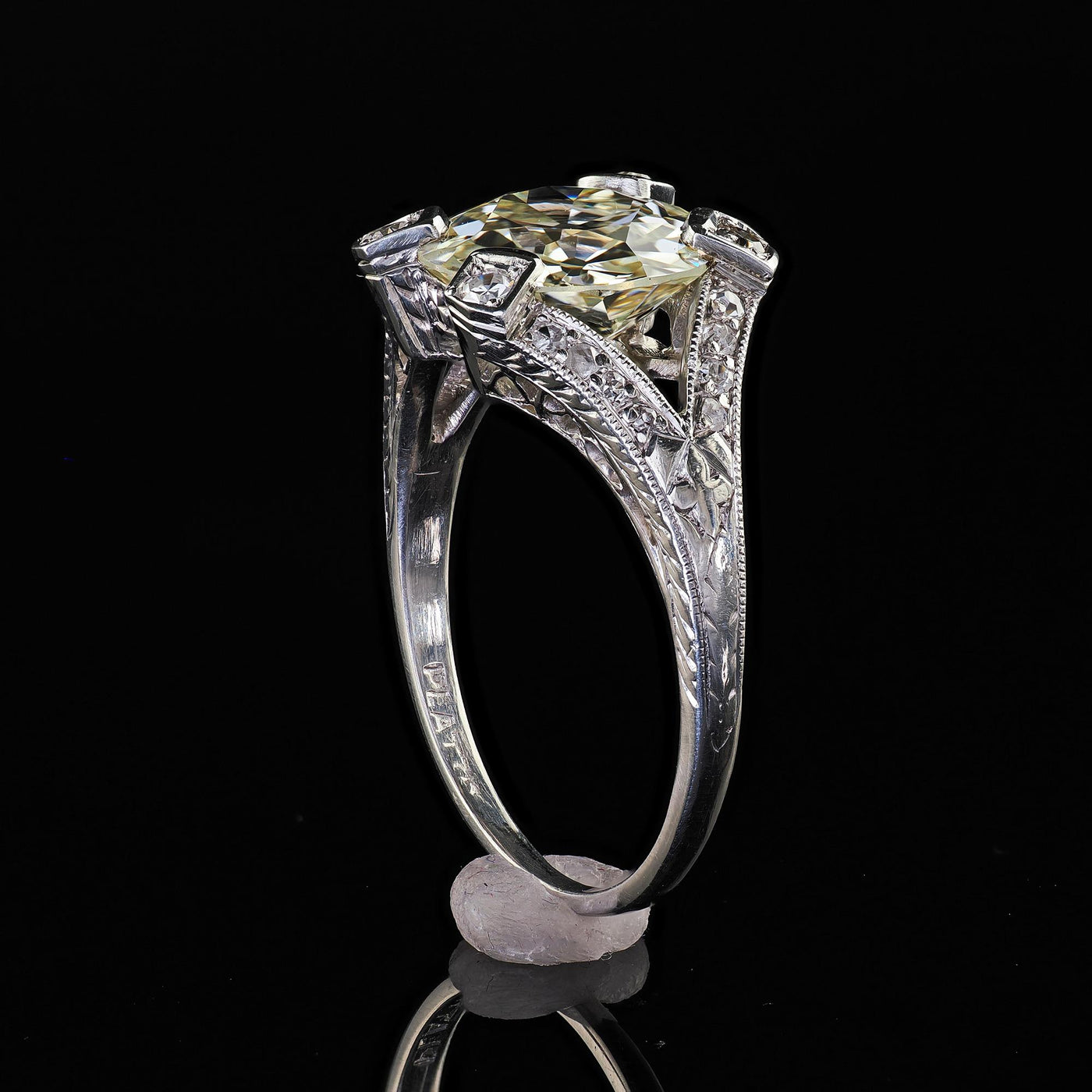 Antique Art Deco Platinum Old Euro Cut Diamond Filigree Engagement Ring - GIA