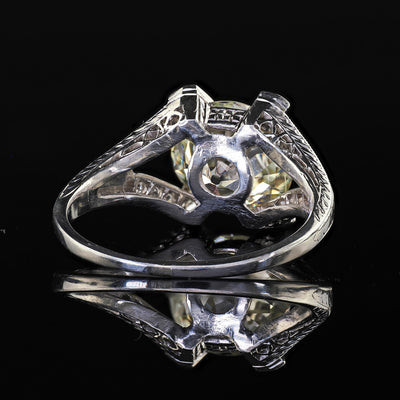 Antique Art Deco Platinum Old Euro Cut Diamond Filigree Engagement Ring - GIA