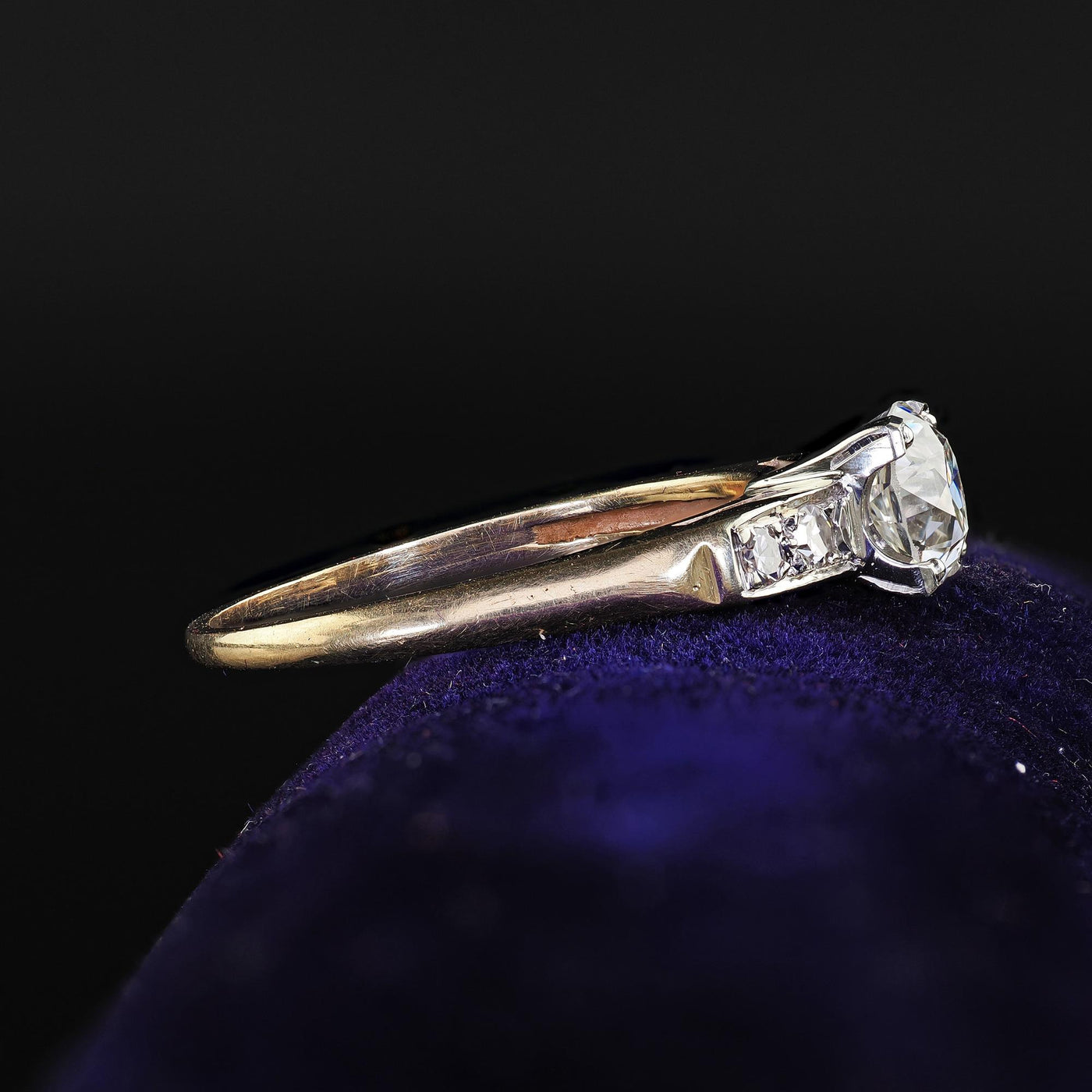 Antique Art Deco 14K Yellow Gold Old European Cut Diamond Engagement Ring