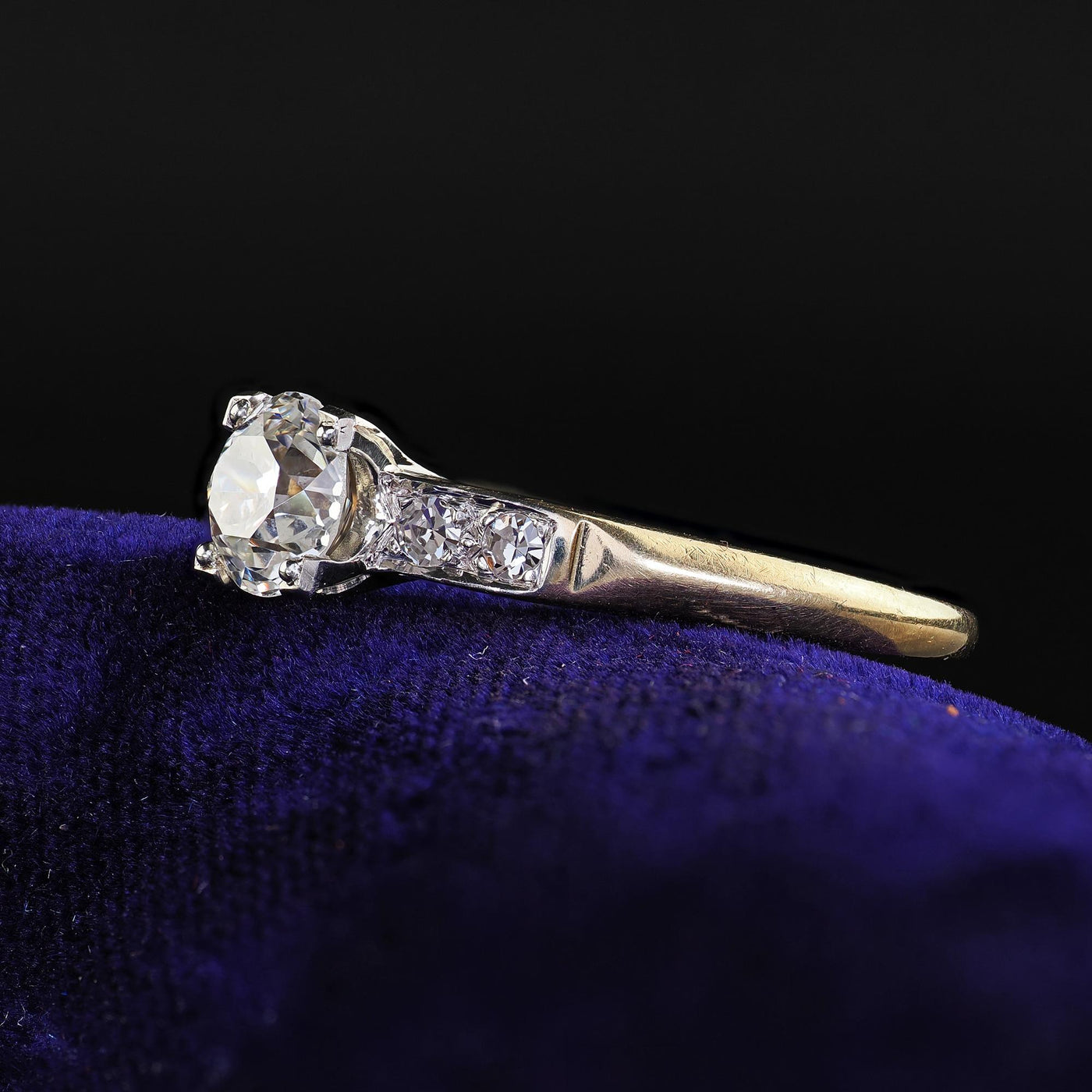 Antique Art Deco 14K Yellow Gold Old European Cut Diamond Engagement Ring