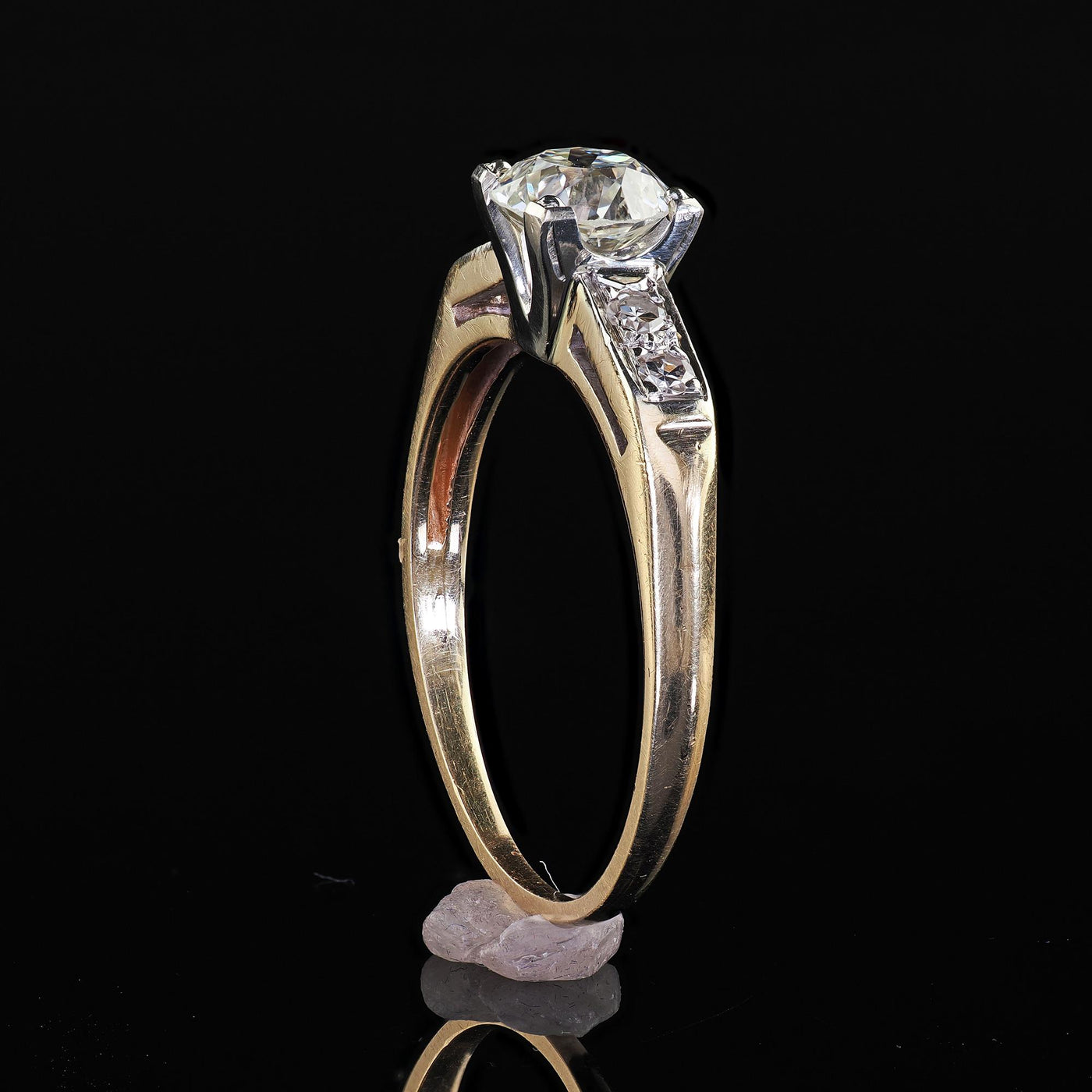 Antique Art Deco 14K Yellow Gold Old European Cut Diamond Engagement Ring