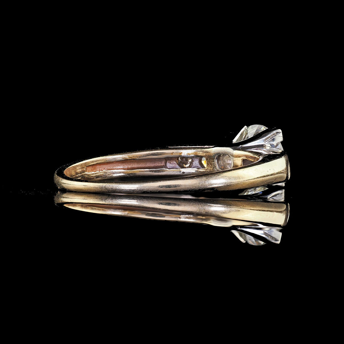 Antique Art Deco 14K Yellow Gold Old European Cut Diamond Engagement Ring