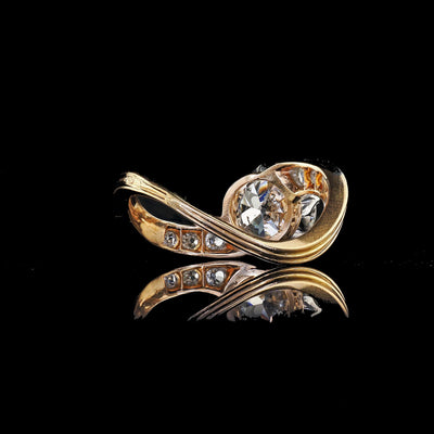 Antique Edwardian French 18K Yellow Gold Old Euro Diamond Engagement Ring - GIA