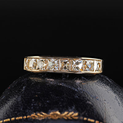 Contemporary 18K Yellow Gold Reclaimed French Cut Diamond Wedding Band