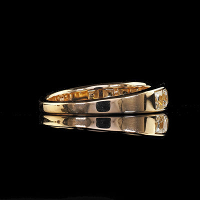 Contemporary 18K Yellow Gold Reclaimed French Cut Diamond Wedding Band
