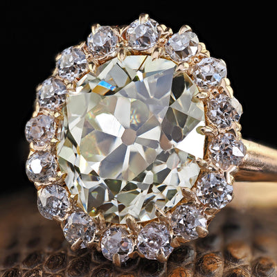 Antique Victorian 18K Gold Fancy Yellow Old Mine Diamond Engagement Ring - GIA