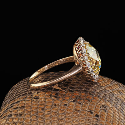 Antique Victorian 18K Gold Fancy Yellow Old Mine Diamond Engagement Ring - GIA
