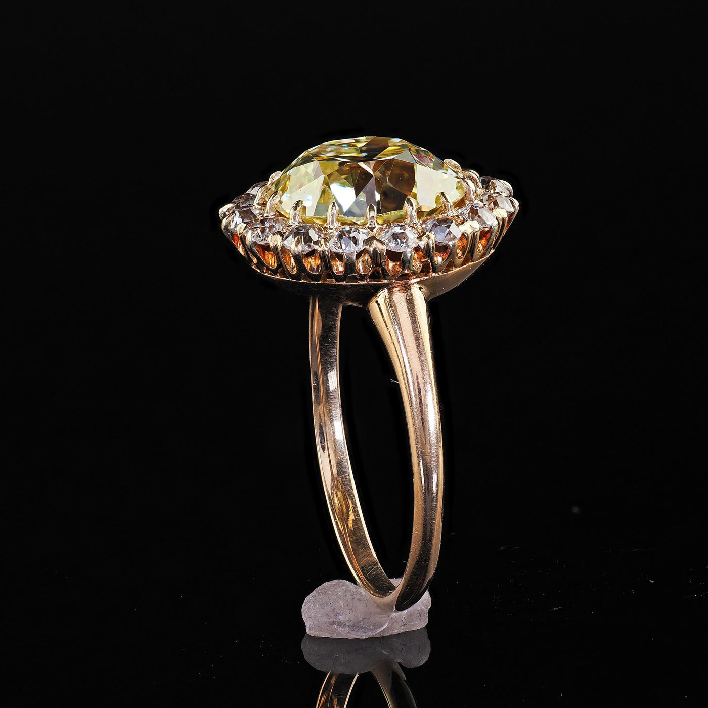 Antique Victorian 18K Gold Fancy Yellow Old Mine Diamond Engagement Ring - GIA