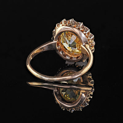 Antique Victorian 18K Gold Fancy Yellow Old Mine Diamond Engagement Ring - GIA
