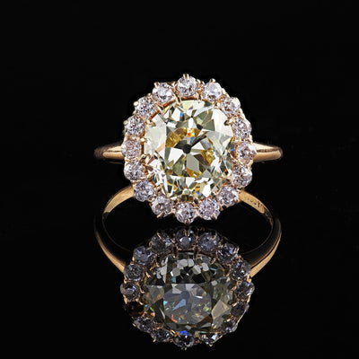 Antique Victorian 18K Gold Fancy Yellow Old Mine Diamond Engagement Ring - GIA