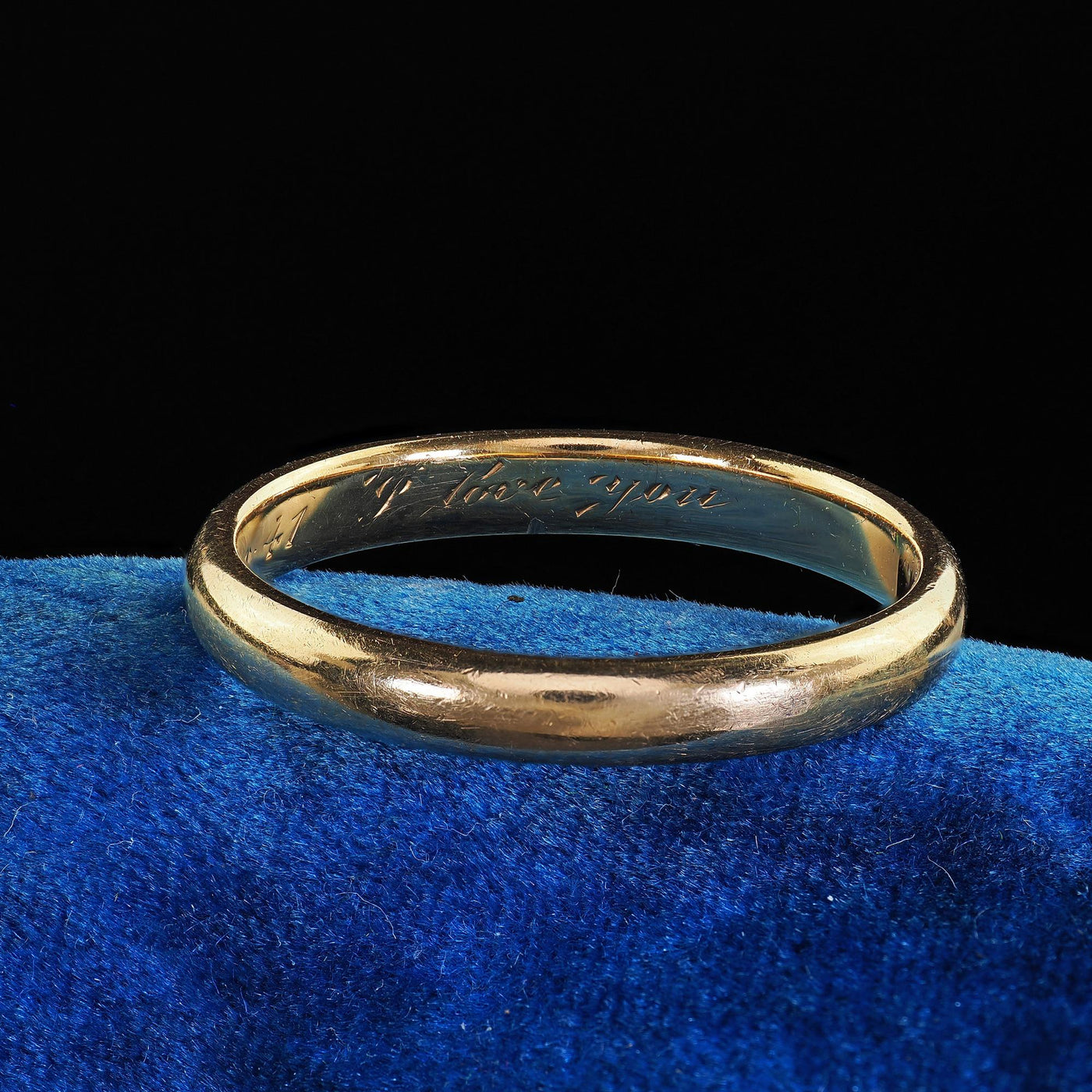 Vintage Art Deco Woods 14K Yellow Gold Classic Engraved Wedding Band - Size 10