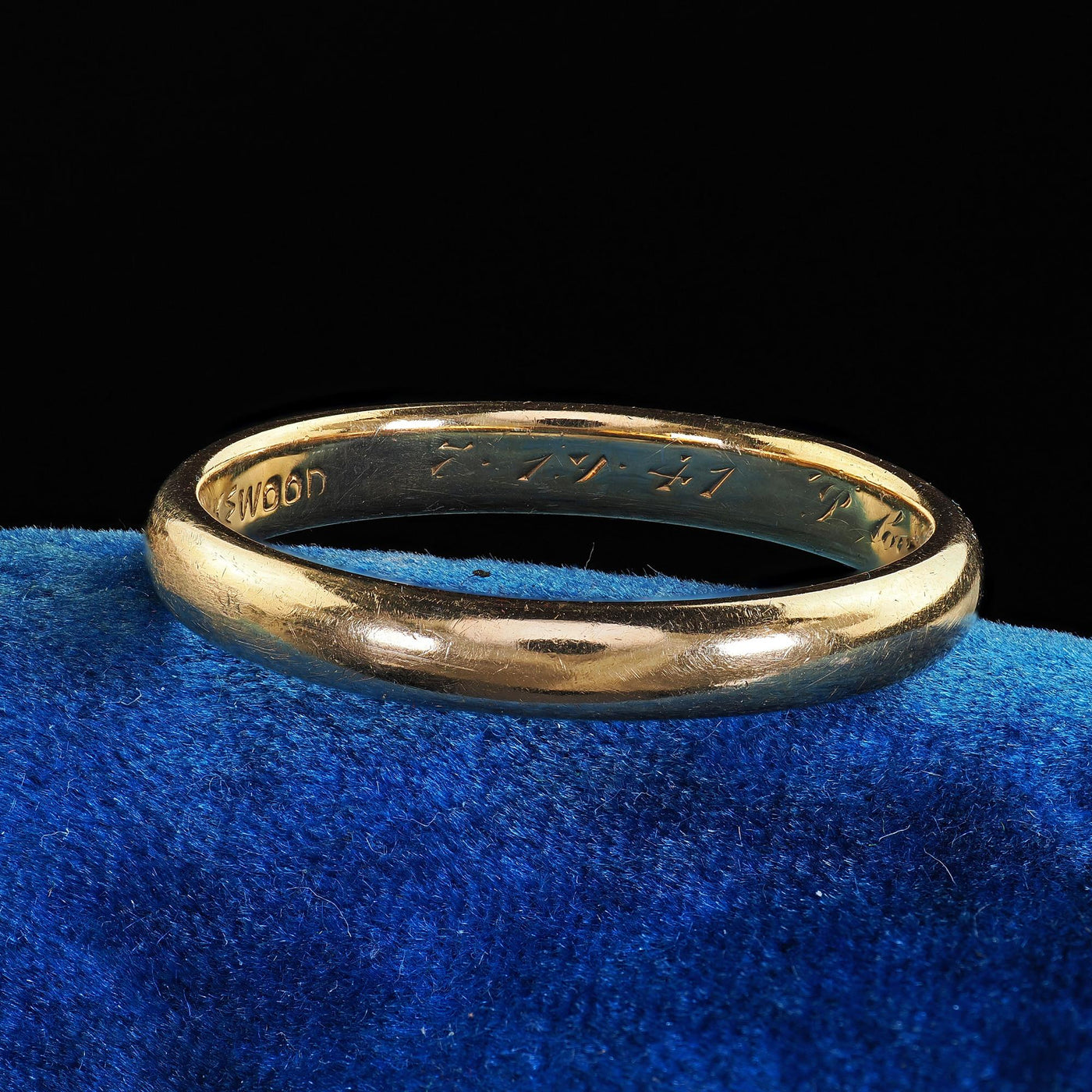 Vintage Art Deco Woods 14K Yellow Gold Classic Engraved Wedding Band - Size 10