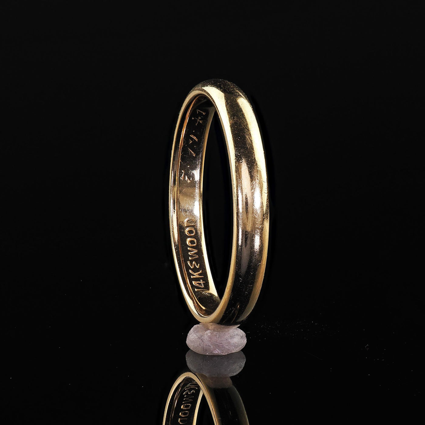 Vintage Art Deco Woods 14K Yellow Gold Classic Engraved Wedding Band - Size 10