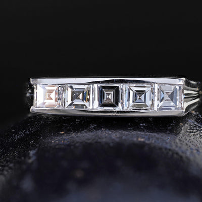 Vintage Tiffany and Co 14K Gold and Platinum Carre Cut Diamond Band Ring