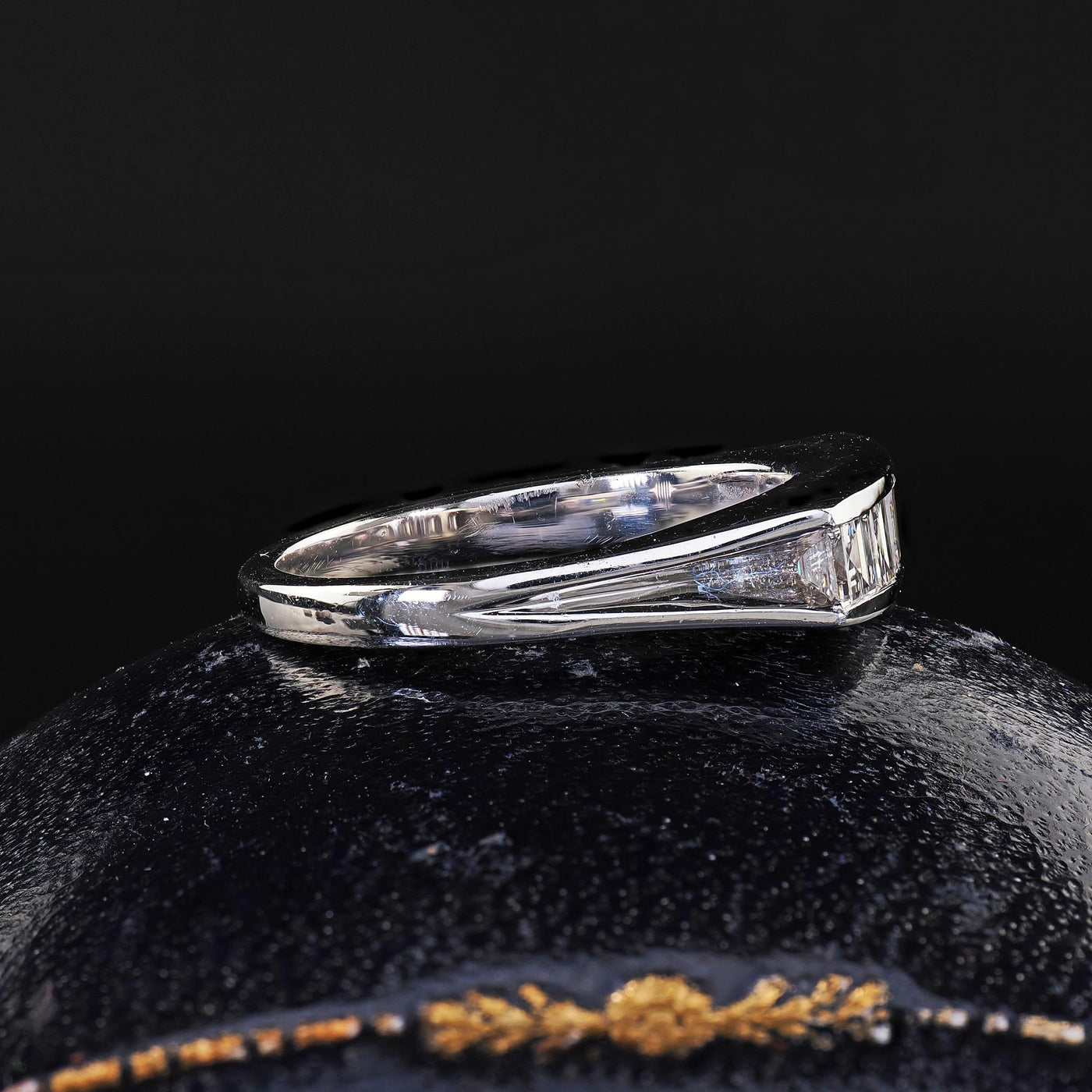 Vintage Tiffany and Co 14K Gold and Platinum Carre Cut Diamond Band Ring