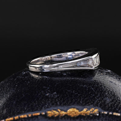 Vintage Tiffany and Co 14K Gold and Platinum Carre Cut Diamond Band Ring