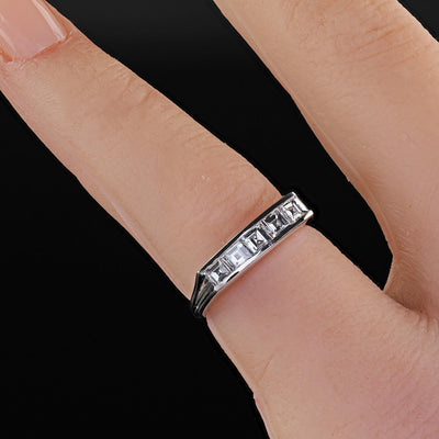 Vintage Tiffany and Co 14K Gold and Platinum Carre Cut Diamond Band Ring