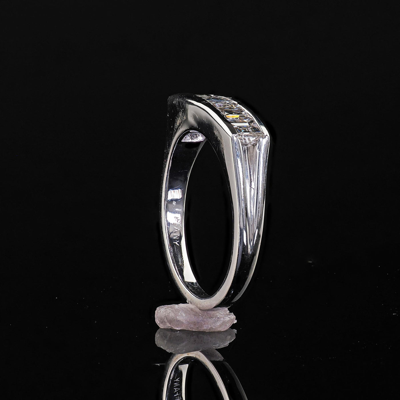 Vintage Tiffany and Co 14K Gold and Platinum Carre Cut Diamond Band Ring