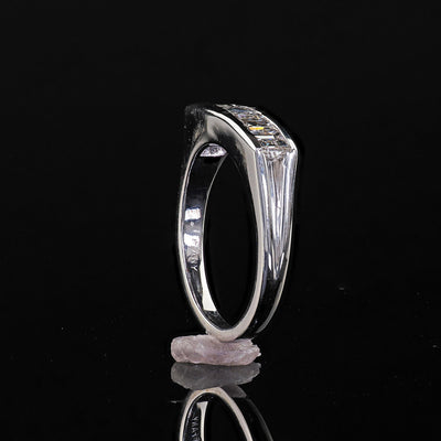Vintage Tiffany and Co 14K Gold and Platinum Carre Cut Diamond Band Ring