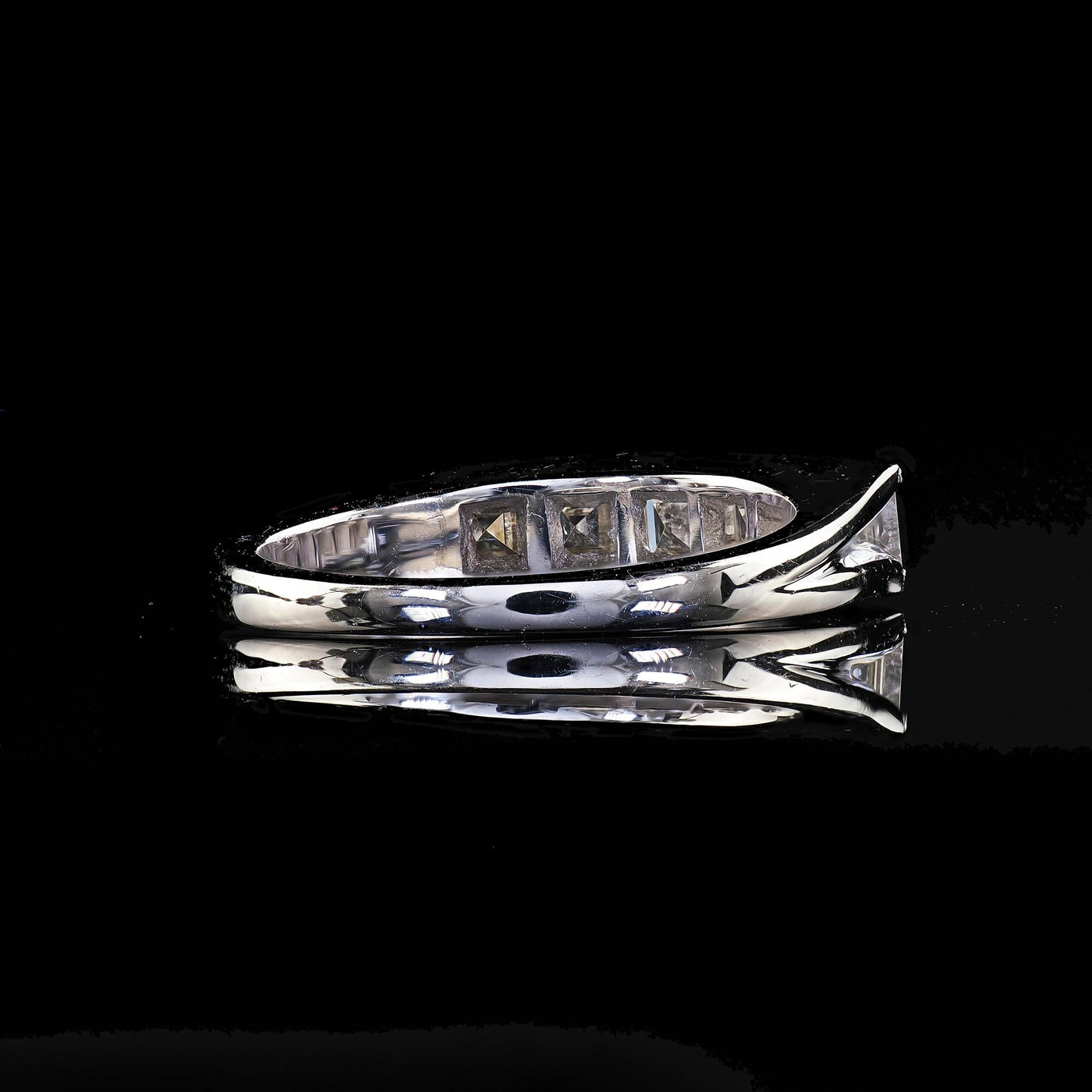 Vintage Tiffany and Co 14K Gold and Platinum Carre Cut Diamond Band Ring
