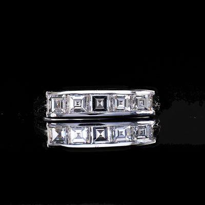 Vintage Tiffany and Co 14K Gold and Platinum Carre Cut Diamond Band Ring