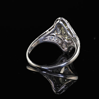 Antique Art Deco Moskowitz Bros. Platinum Old Cut Marquise Diamond Ring - GIA