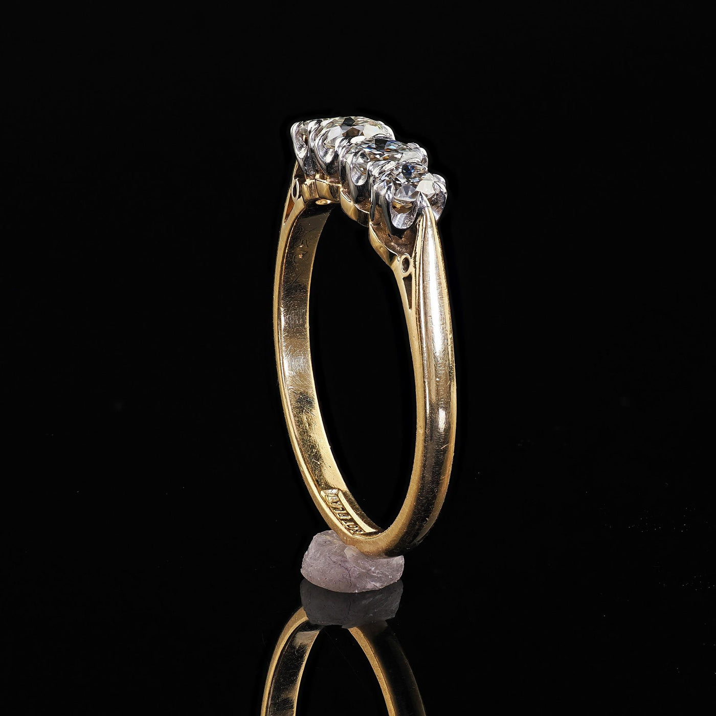 Antique Edwardian 18K Gold and Platinum Old Cut Four Stone Diamond Ring