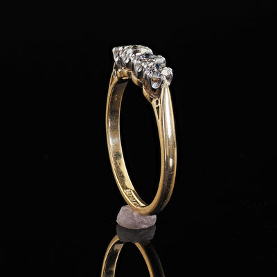 Antique Edwardian 18K Gold and Platinum Old Cut Four Stone Diamond Ring